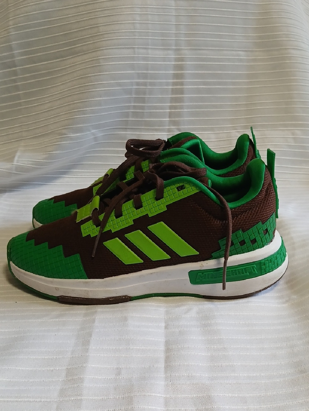 adidas Kids Brown and Green Pixel-Style Sneakers